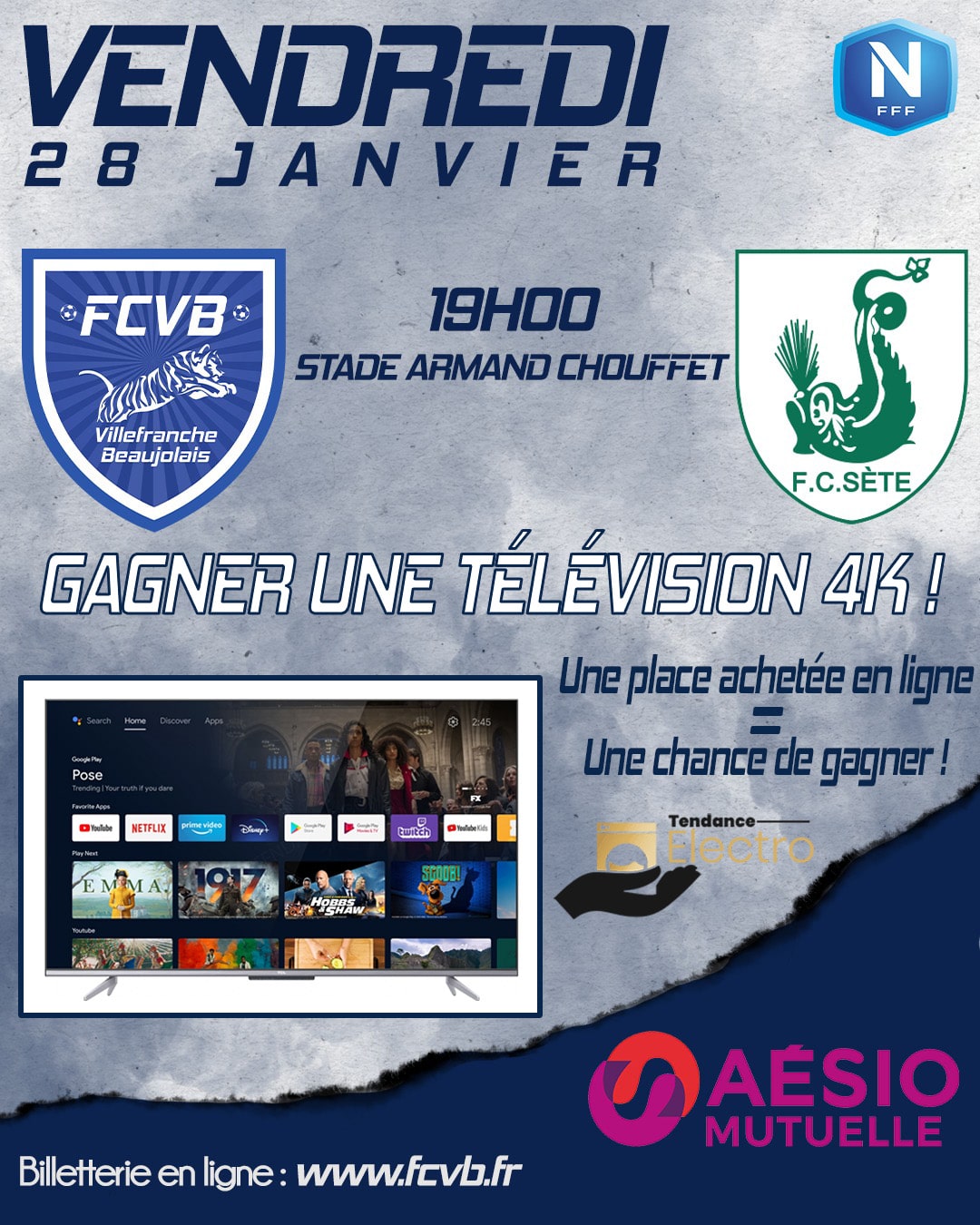 Jeu concours FCVB – FC Sète 34 : Gagner votre téléviseur 4K !